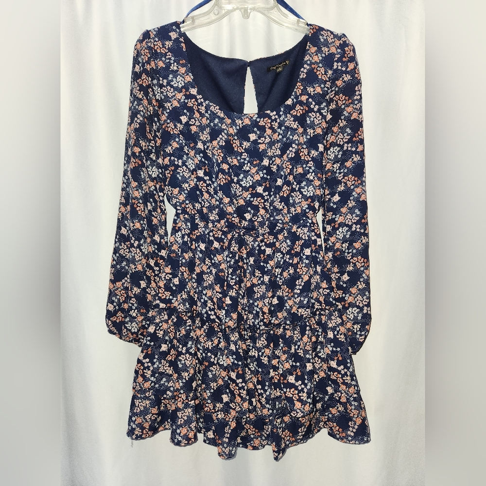 Navy Floral Long-Sleeve Floral Dress Size S #Easter #party #festive #wedding